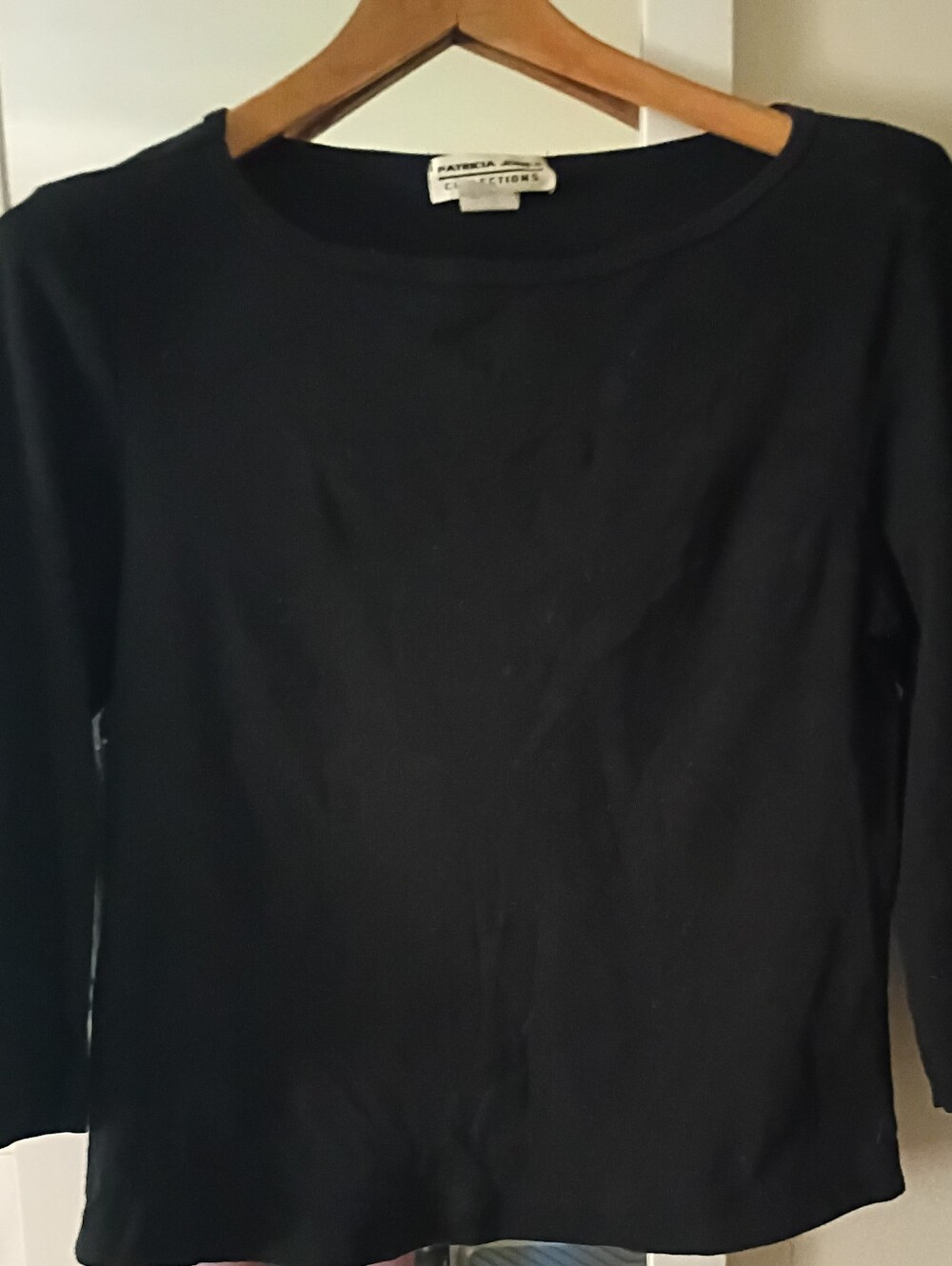 Patricia Jones Collection Black 3/4 Sleeves Top sz. L